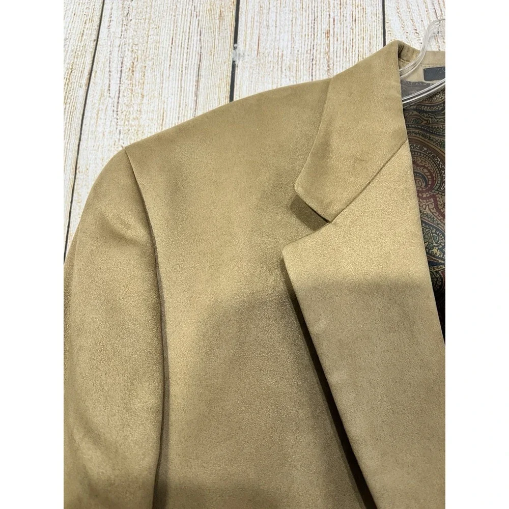 Lauren Ralph Lauren Faux Suede Sport Coat Blazer Men 42S Camel Academia Heritage